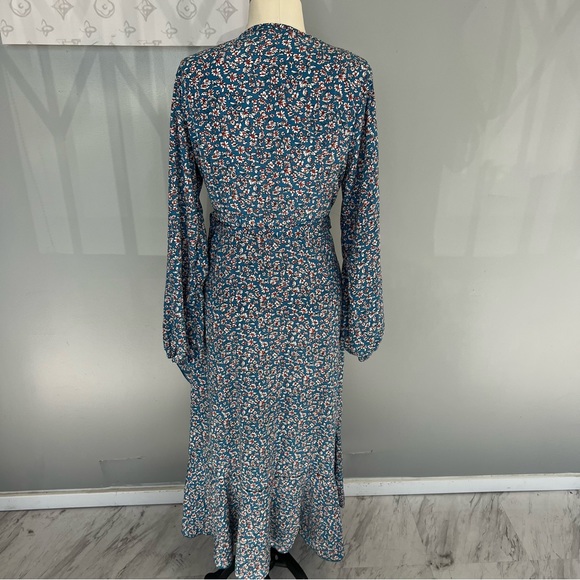 Pretty garden women’s blue floral Wrap maxi dress M m158-38 - Picture 2 of 4